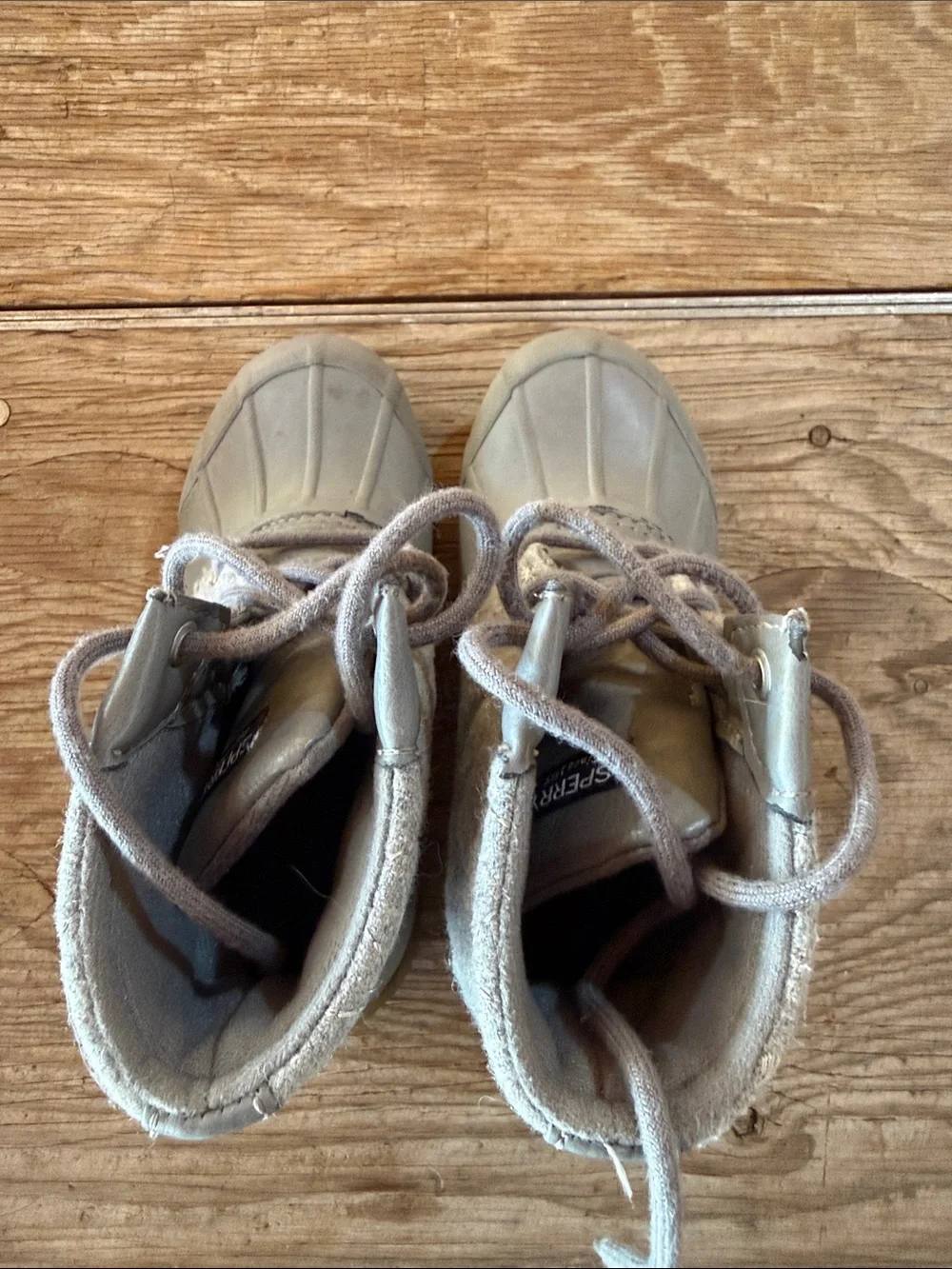 Sperry Kids Taupe Gray Lace-Up Waterproof Duck Boots